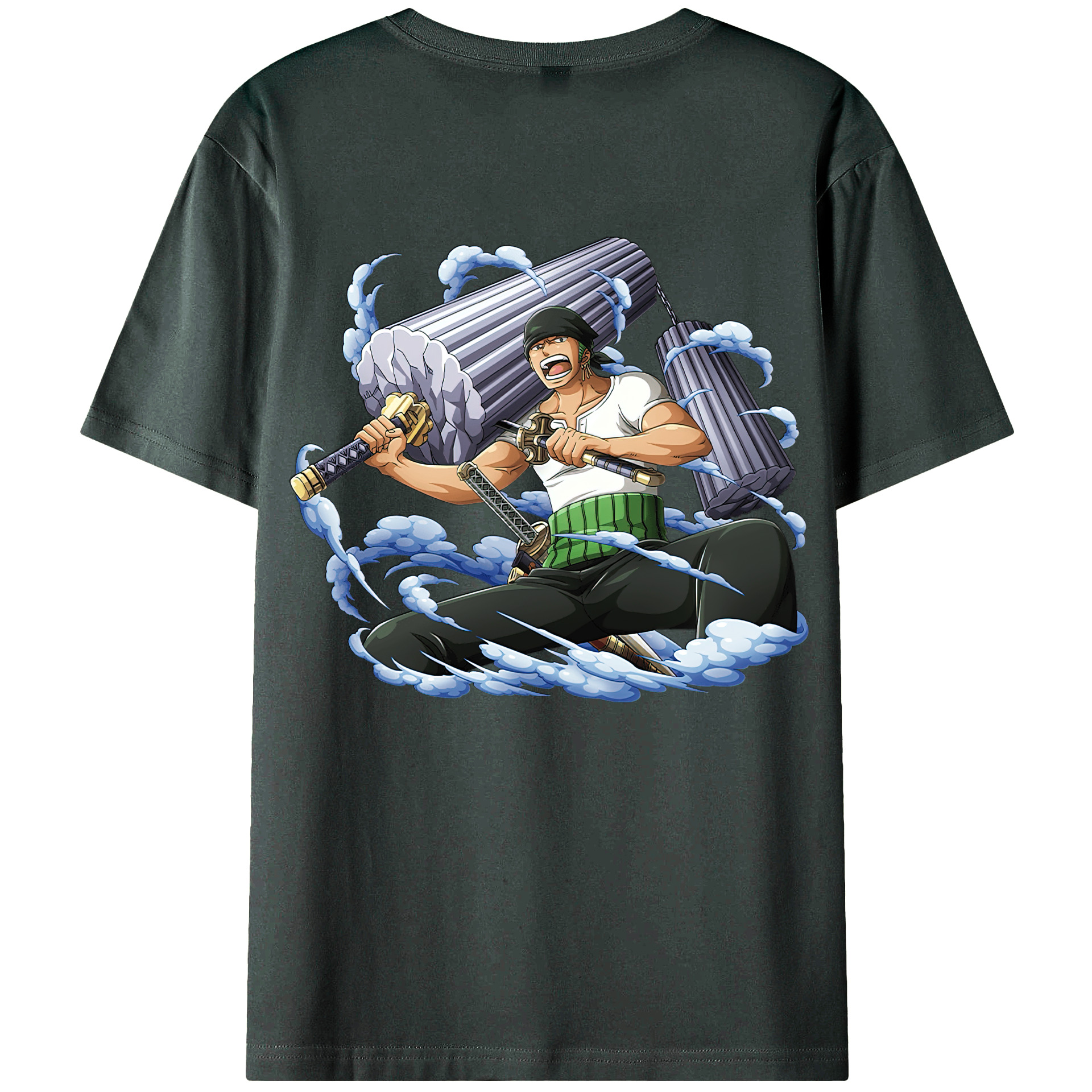 ワンピース ロロノア・ゾロ ONE PIECE Roronoa Zoro 綿100％ メンズ半袖Tシャツ（バックプリント） 通気性